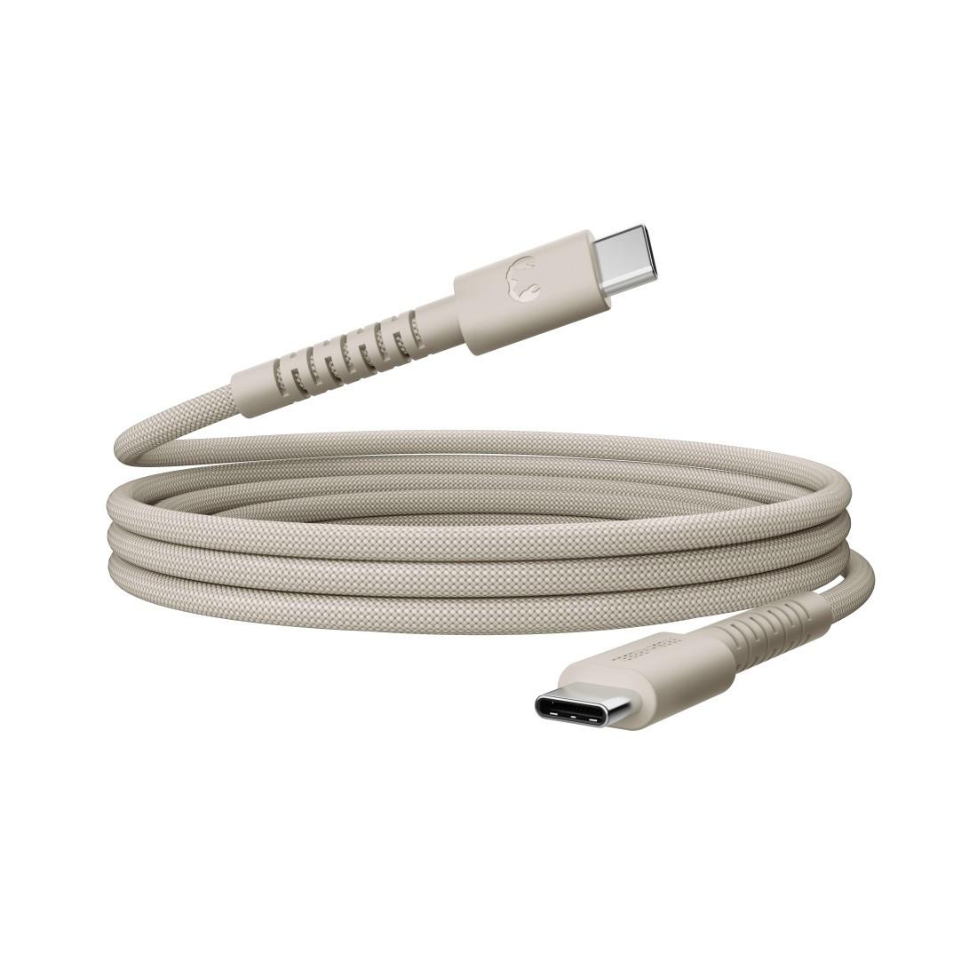 USB-C auf USB-C Kabel USB-C zu USB-C silikon geflochtenes Kabel "FlexWave" 2m, 100W Silky Sand (00231895)