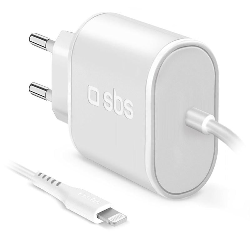 Reiseladegerät mit Kabel für iPhone, iPad und iPod, Lightning, 5 W, 1 A, Weiß