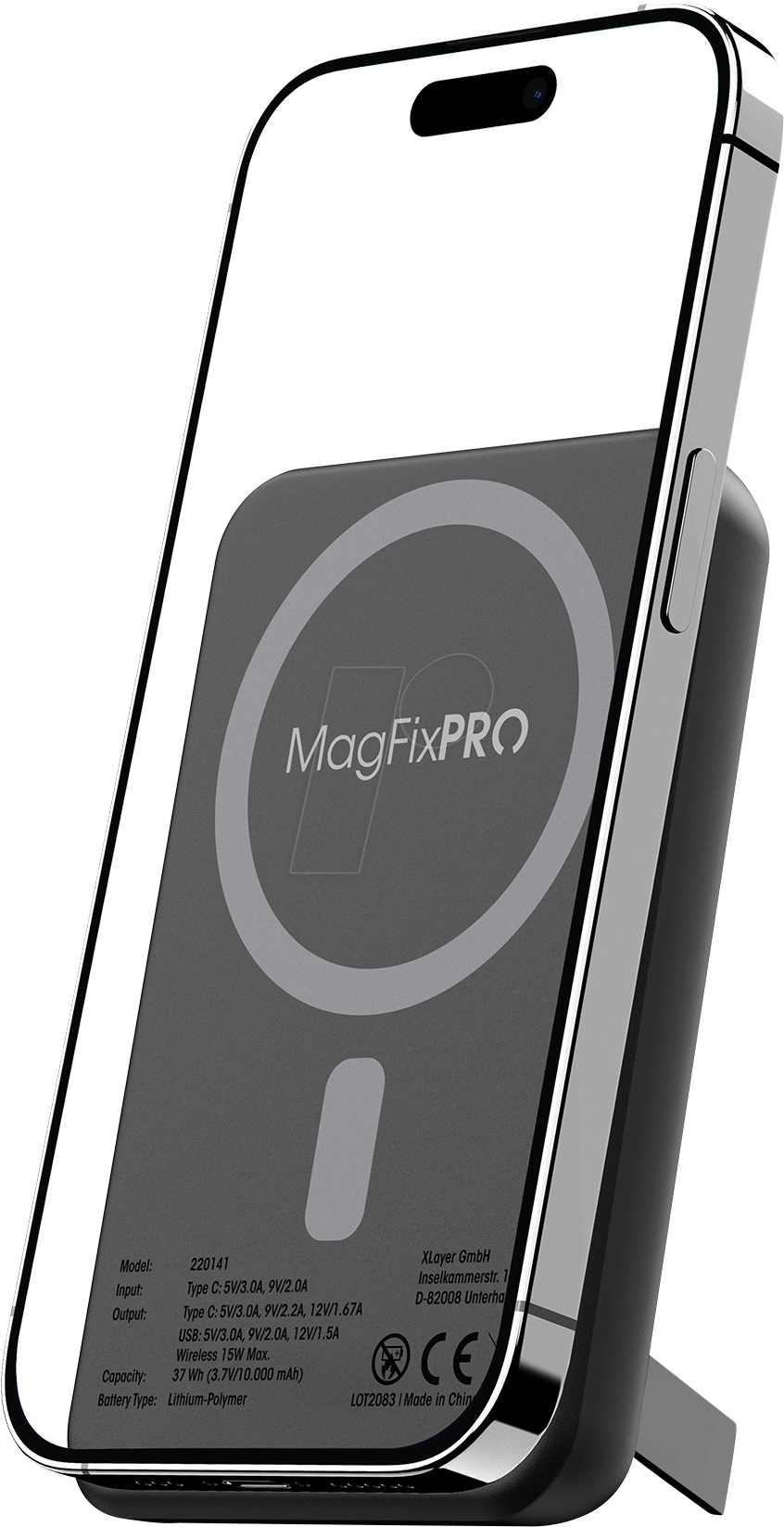 MagFix Pro 2-in-1 Powerbank 10.000 mAh, Schwarz
