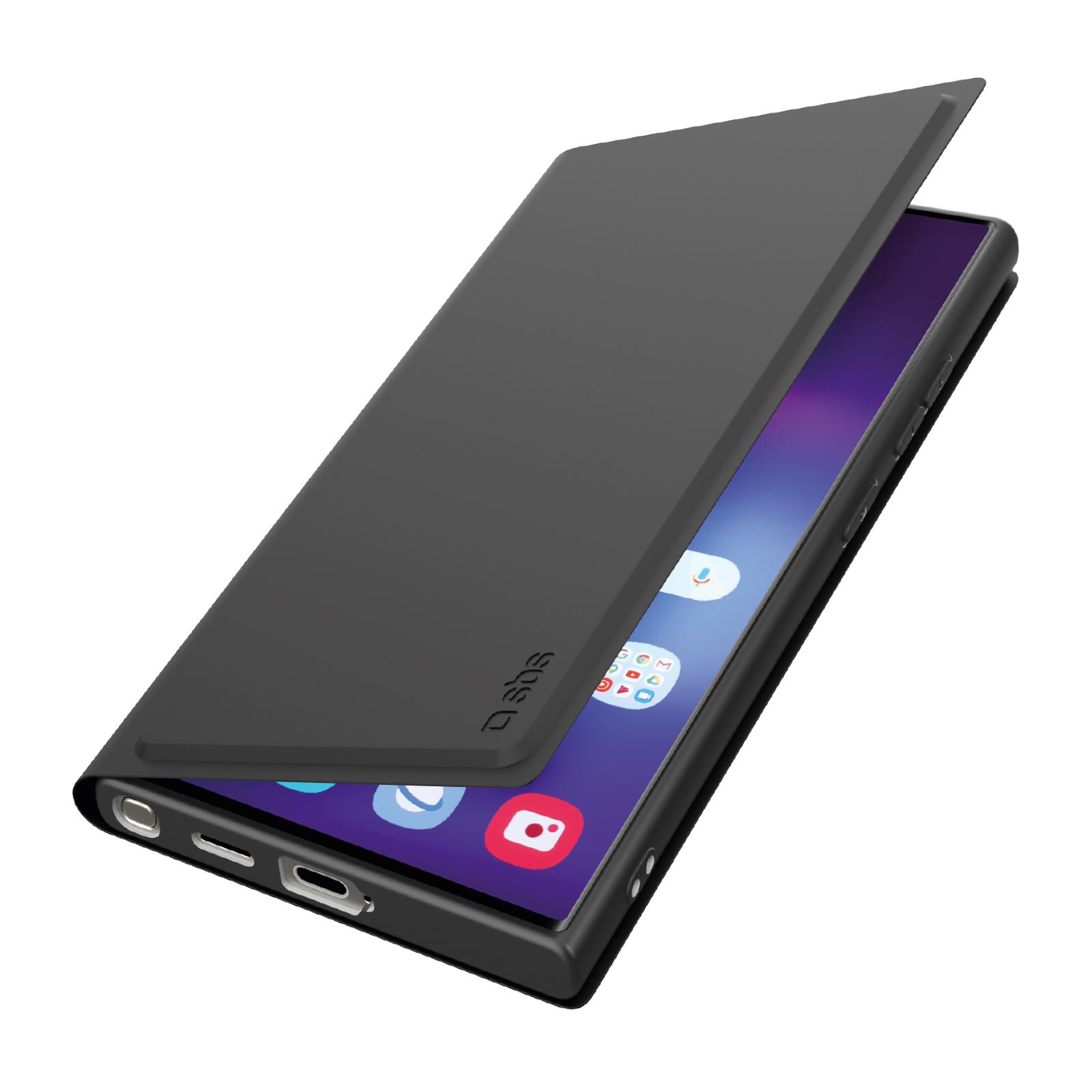 Klapphülle mit Ständer und Soft-Touch-Oberfläche für das Samsung Galaxy S25 Ultra, Schwarz