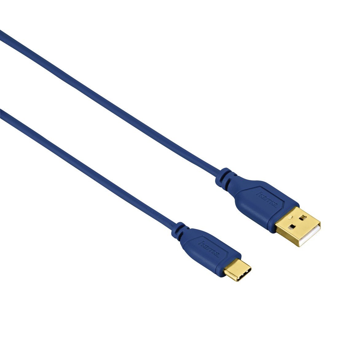 USB-C-Kabel "Flexi-Slim", vergoldet, verdrehsicher, Blau, 0,75 m (00135785)