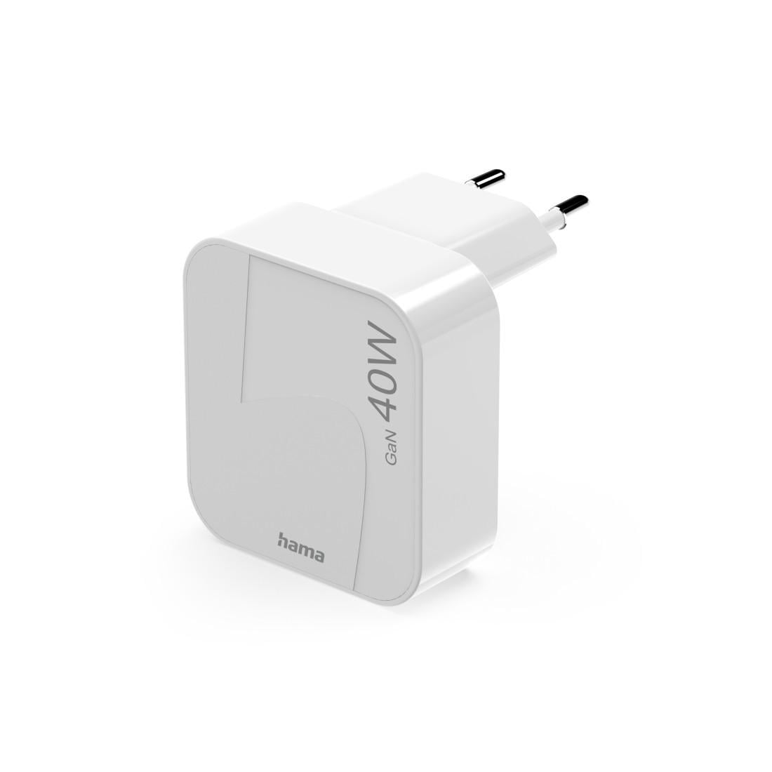 Schnellladegerät, GaN, 2x USB-C, faltbares Mini-Ladegerät, PD, 40 W, Weiß (00125148) Ladegeräte