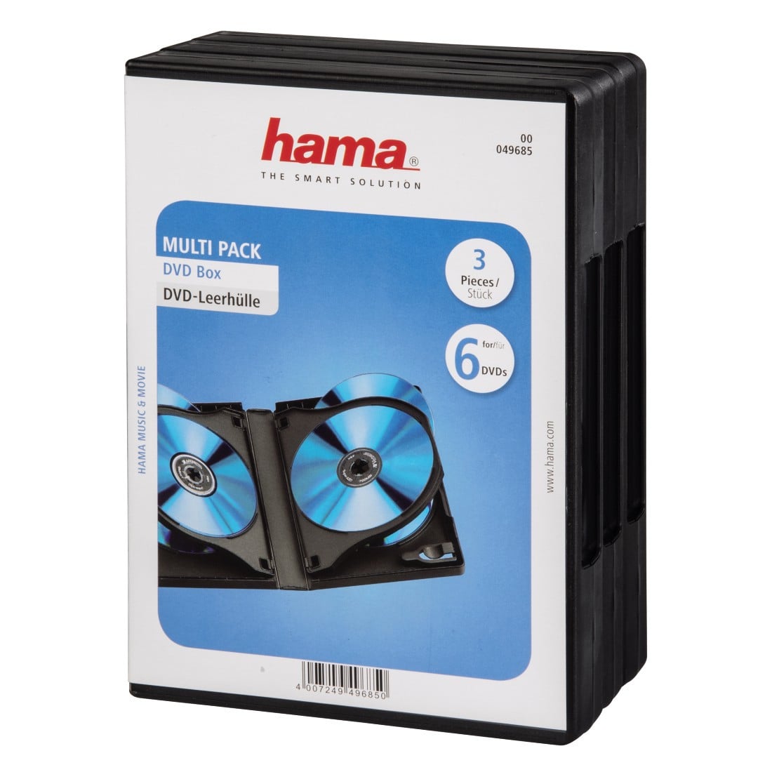 DVD-Leerhülle 6 Box, 3er-Pack, Schwarz (00049685)
