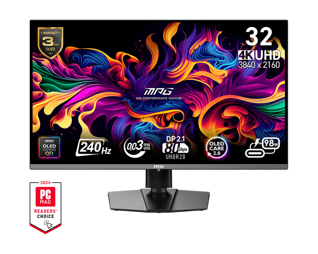 MPG 322URXDE QD-OLED, Schwarz, 31,5 Zoll, 4K, 240 Hz, 0,03 ms