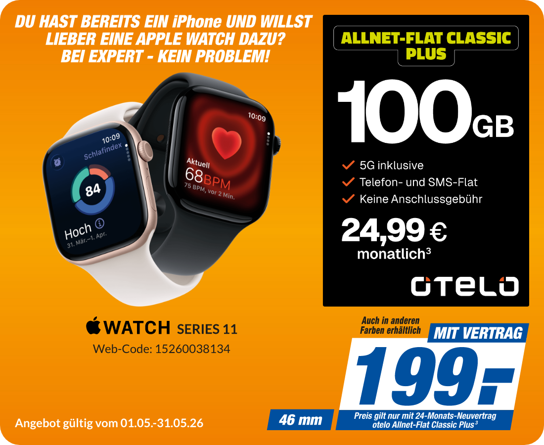 Watch Series 11 mit Allnet Flat Classic Plus für 199€!