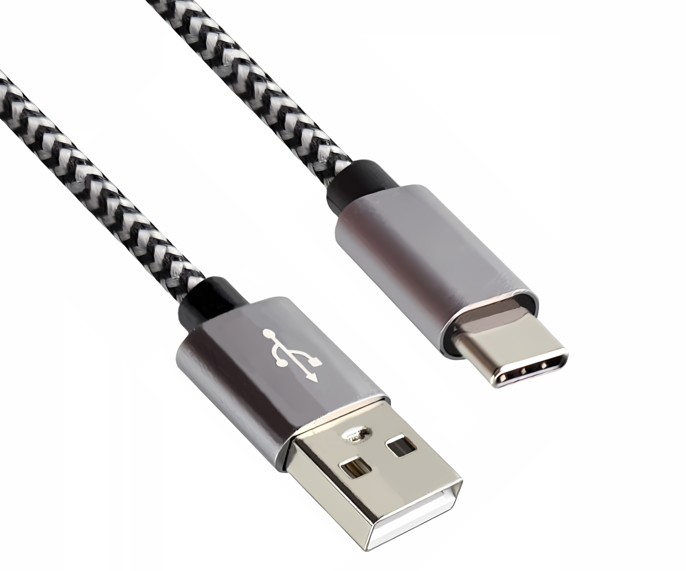 USB Typ C auf A Ladekabel, Hochwertige Aluminium-Stecker, 5V, 2A, Nylonummantelung, Space Grey, 0,5m