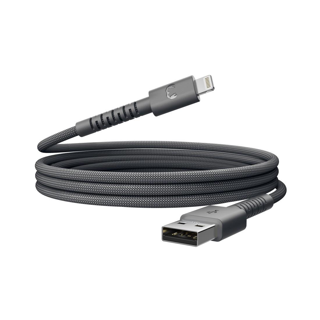 USB-A zu Lightning silicone geflochtenes Kabel "FlexWave" 2m, Storm Grey (00231884)