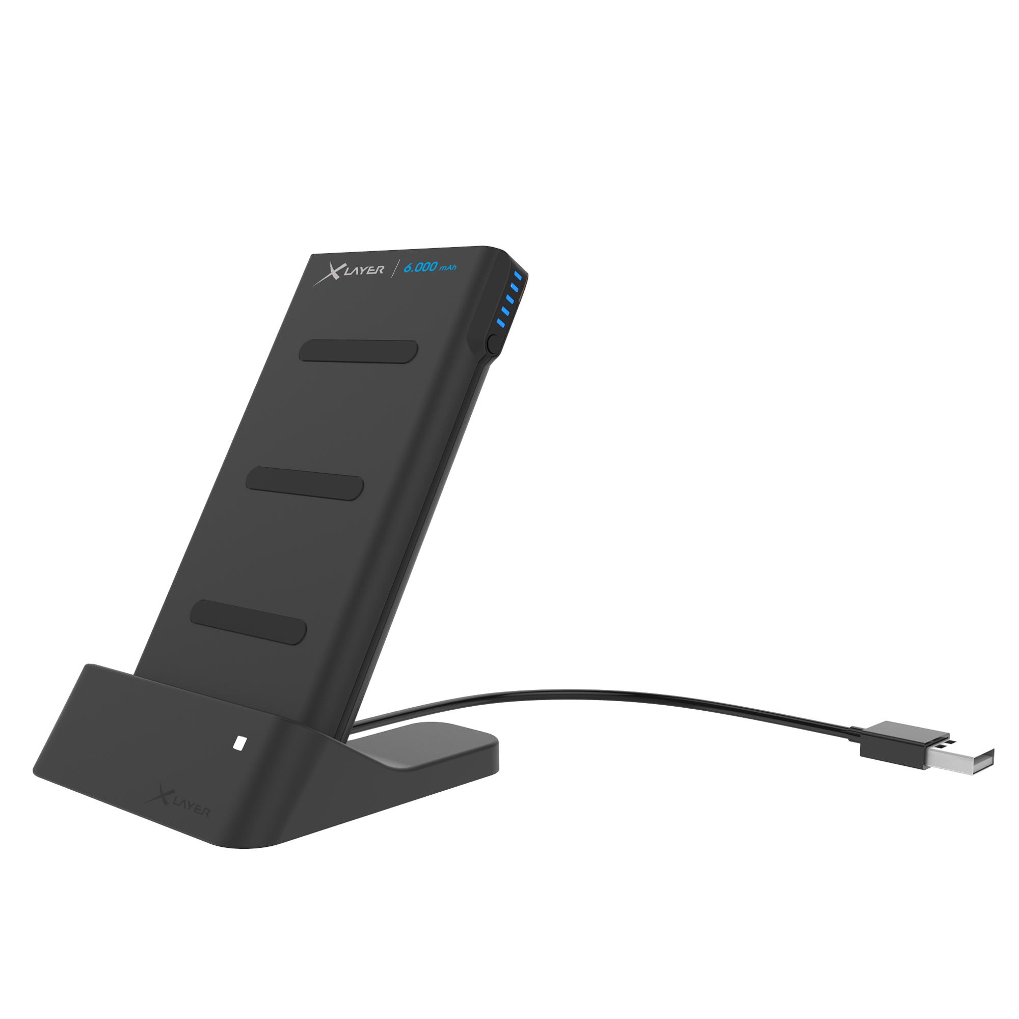 PLUS Wireless + Dock anthrazit 2-in-1 Qi-Induktionsladestation mit Powerbank