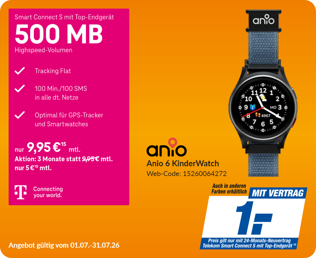 Anio 6 Kinder Watch mit Smart Connect S Top für 1€!