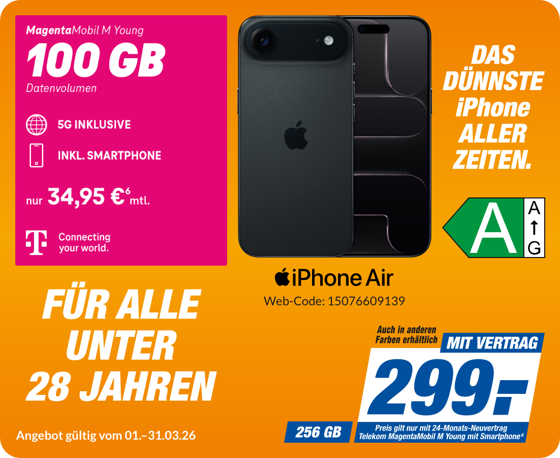 iPhone Air mit Magenta Mobil M Young für 299€!