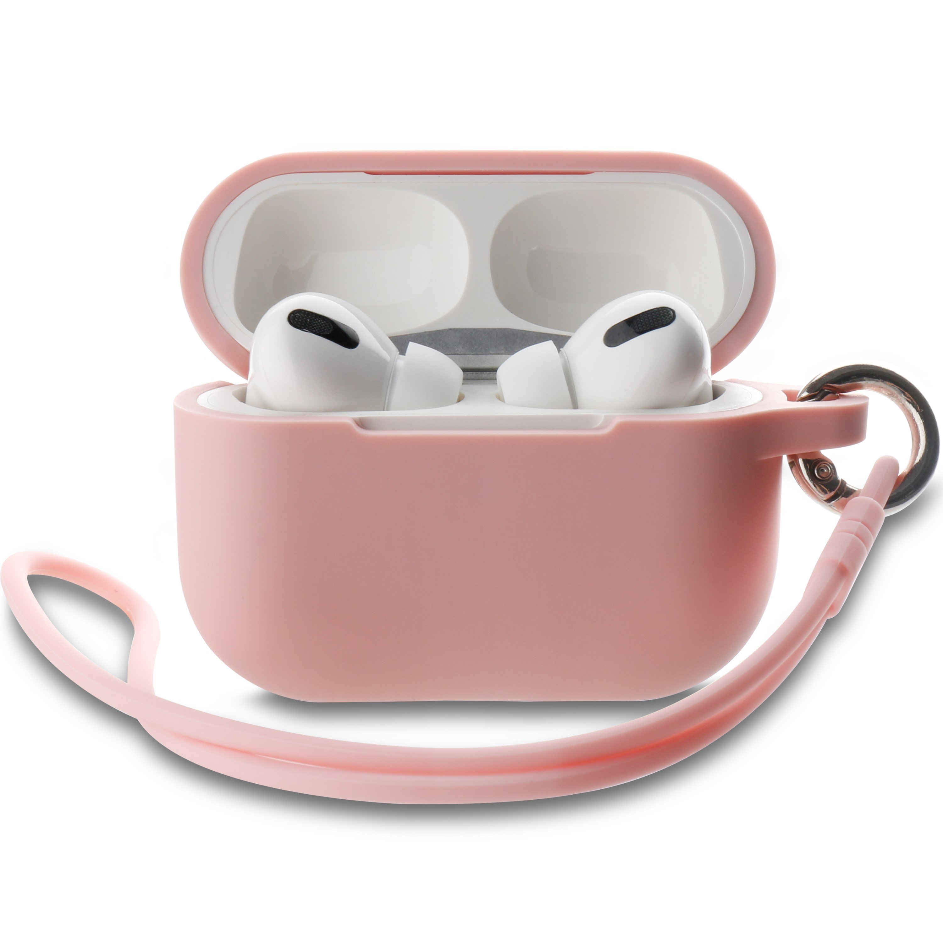 Protection Case für AirPods Pro 2, Metall Ring und Silikon Band Rosa (63258)