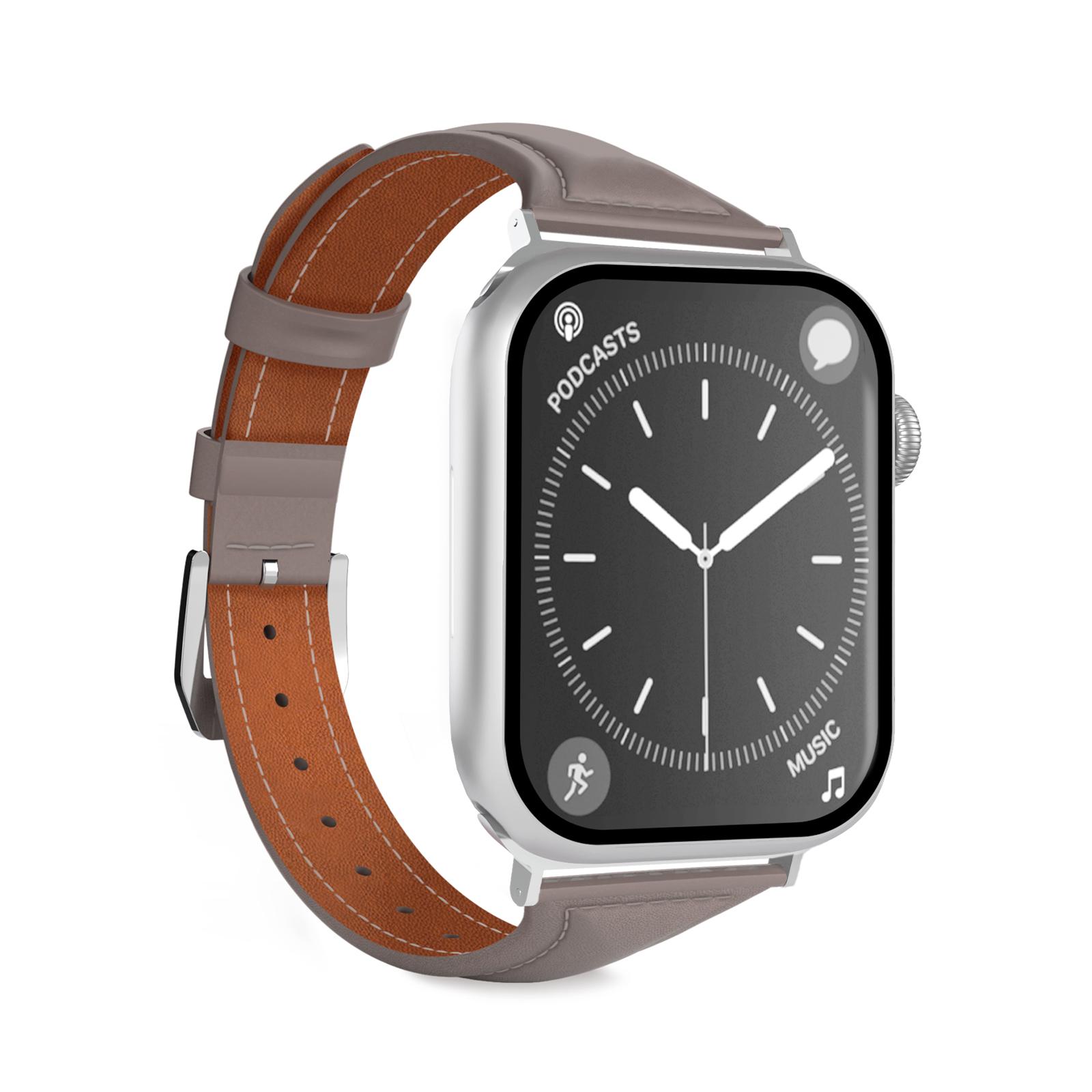 Puro Petite Echtleder-ArmBand für Apple Watch 38 - 49mm, Grau