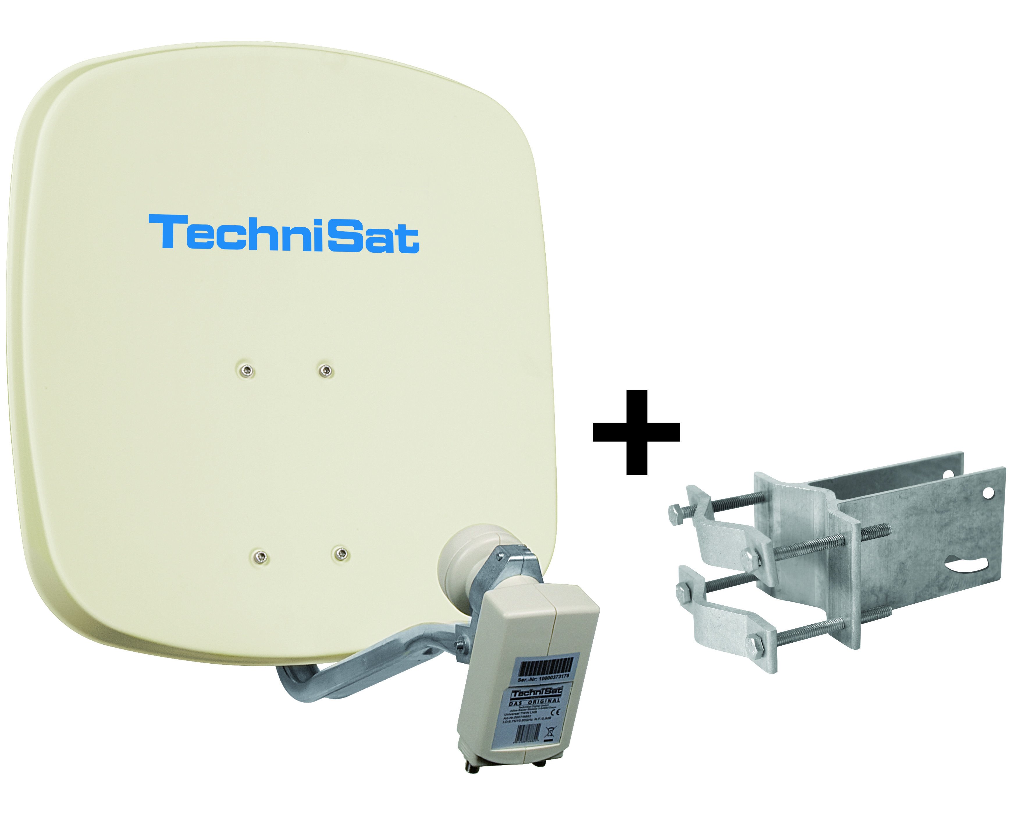 DigiDish 45 beige inkl. An-Rohr-Fitting Satellitenschüssel 45 cm mit Twin LNB