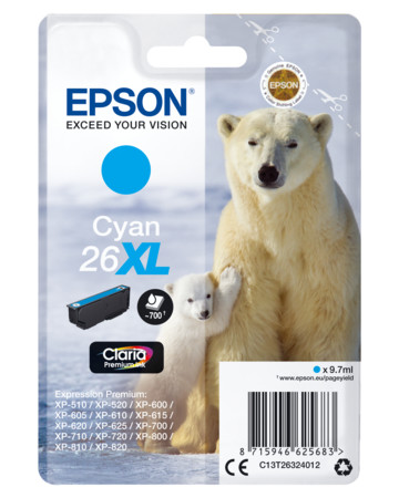Tintenpatrone Epson C13T26324012 cyan XL Eisbär