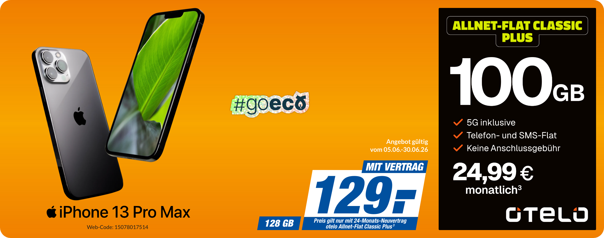 iPhone 13 Pro Max mit Allnet Flat Classic Plus für 129€!