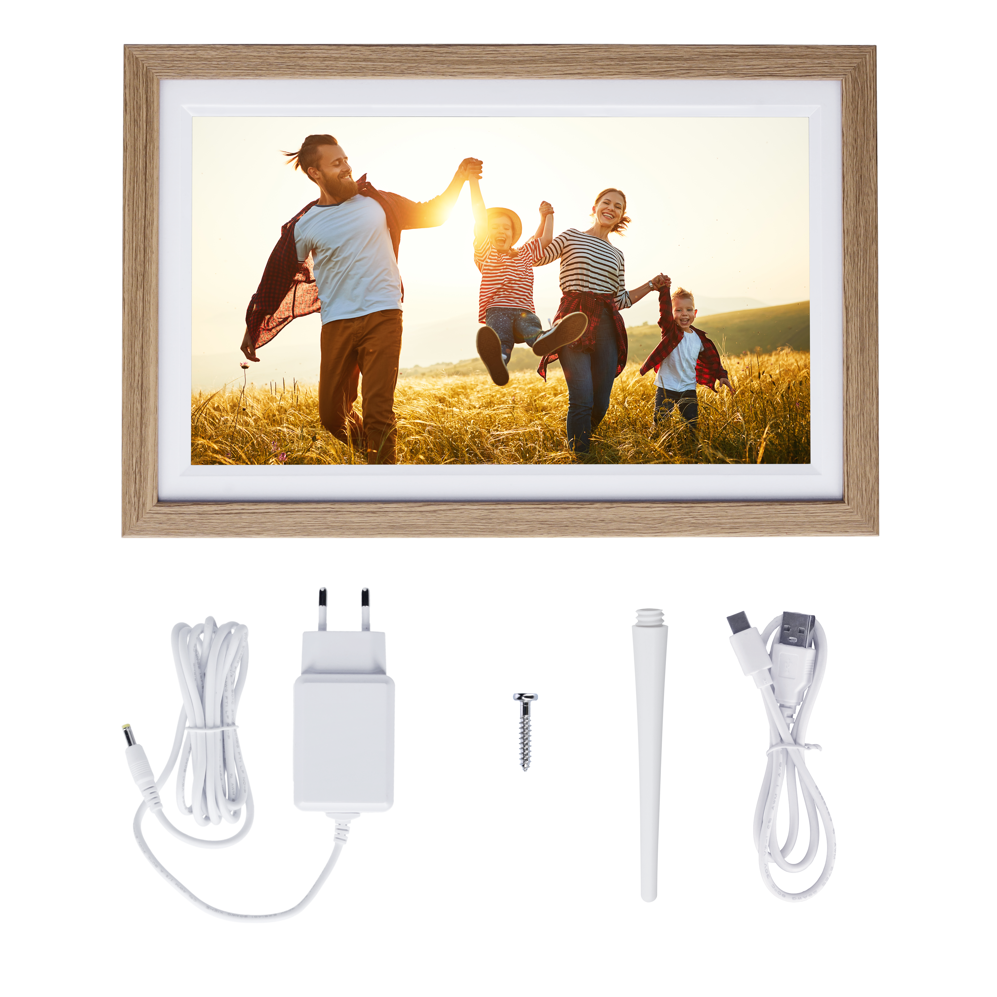 Digitaler Bilderrahmen Smart Frame WiFi 152 Holzoptik Eiche