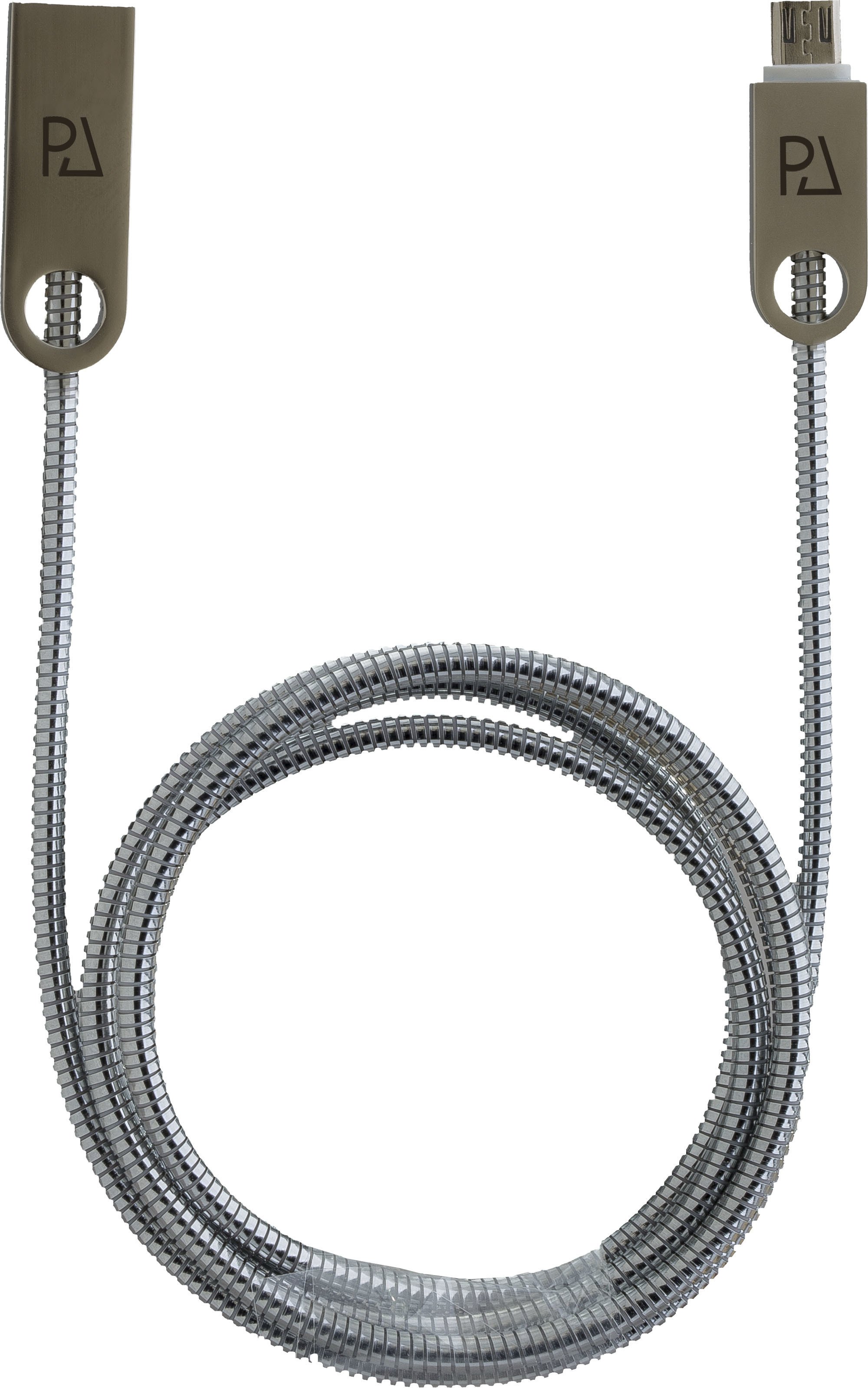 USB Datenkabel Metal High End Micro-USB Silber mit Sync- und Ladefunktion