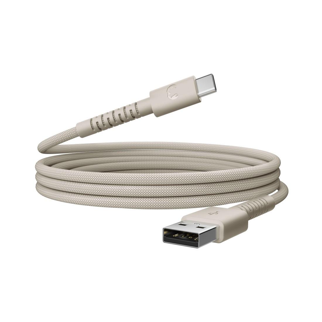 USB-A zu USB-C silikon geflochtenes Kabel"FlexWave" 2m, Silky Sand (00231886)