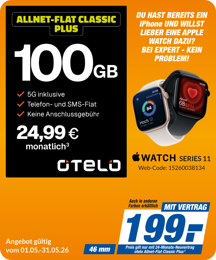 Watch Series 11 mit Allnet Flat Classic Plus für 199€!