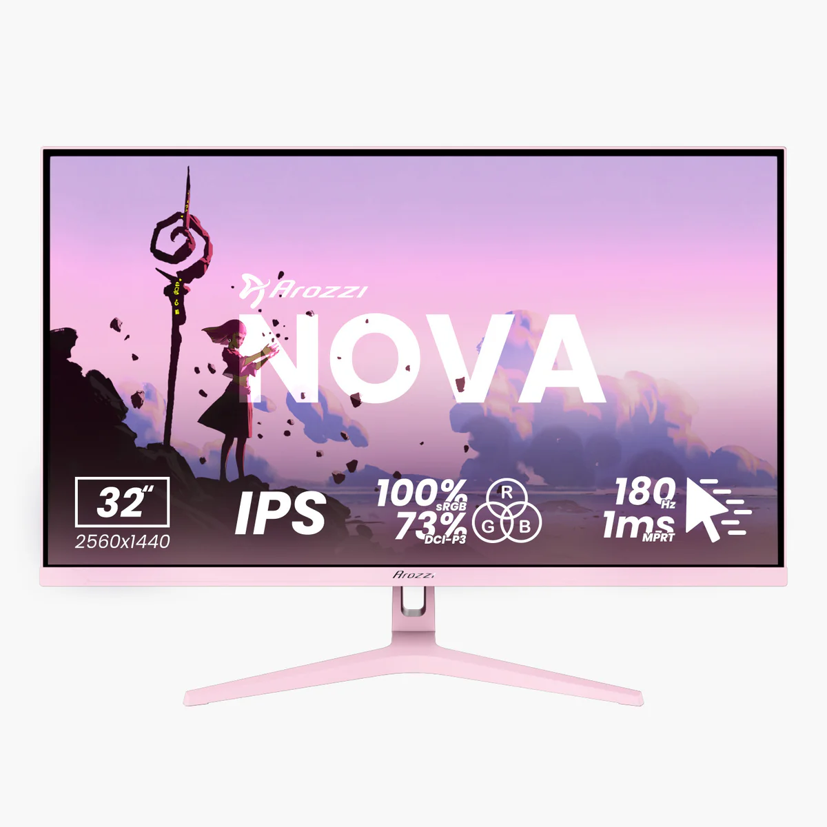 Nova, Pink, 32 Zoll, QHD, IPS, 180 Hz, 1 ms Gaming-Monitor
