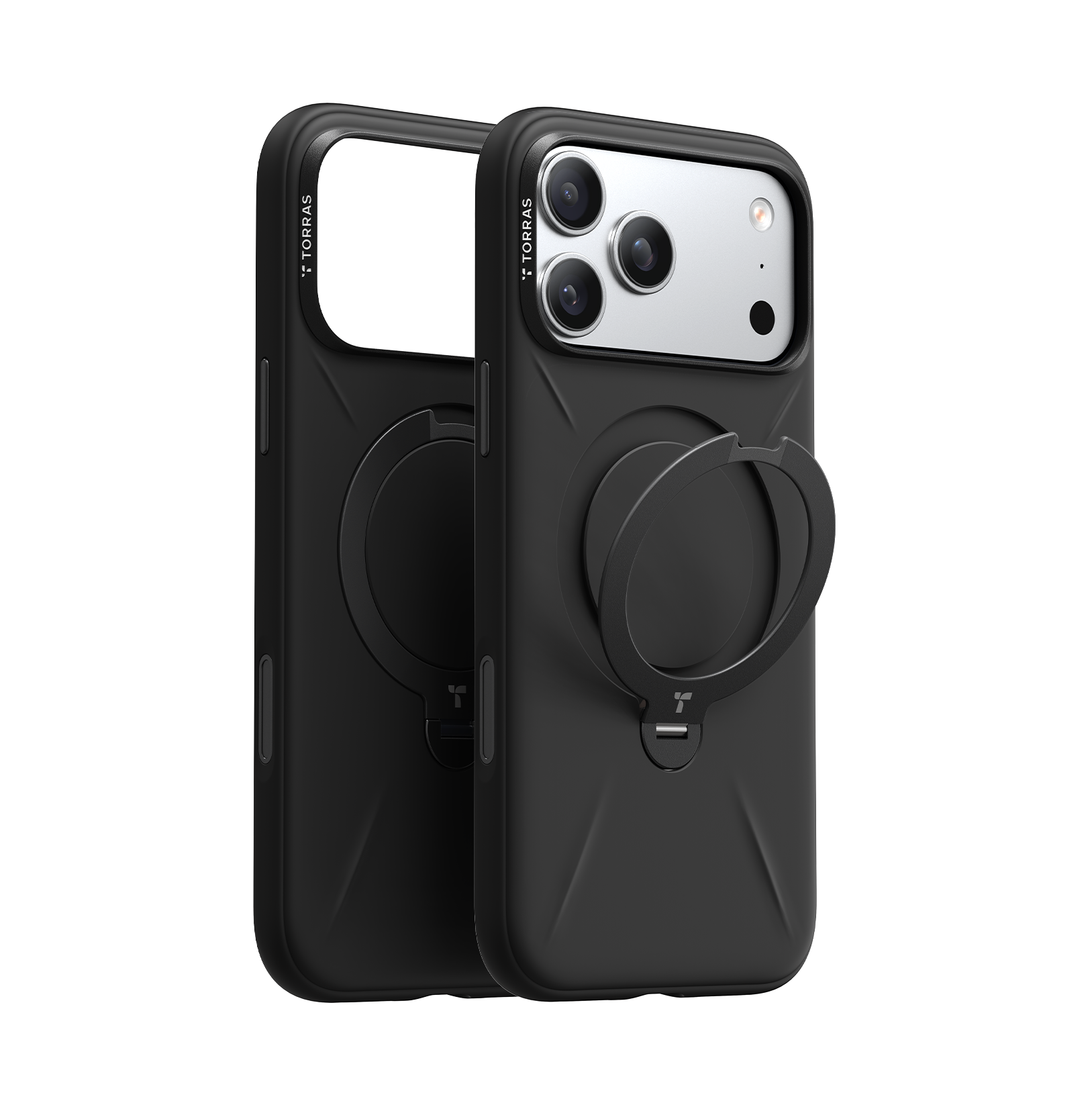 Silikon-Magnethülle mit 360° drehbarem Ständer für iPhone 17 Pro Max, Schwarz Handyhülle