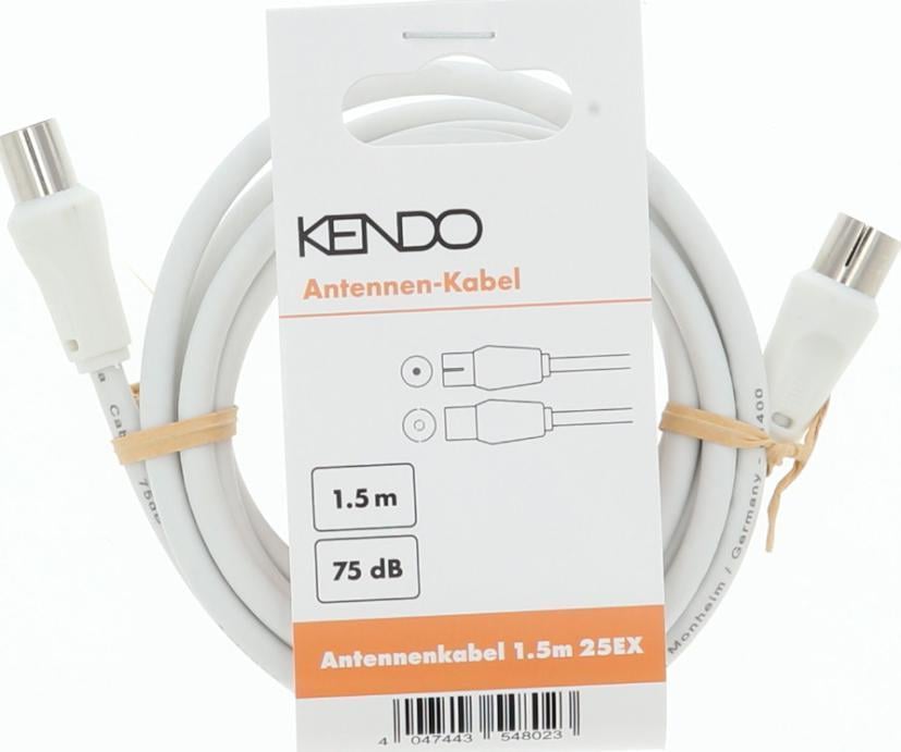 Antennen-Kabel, Koaxialkabel, 1,5m, 75 dB, Weiß