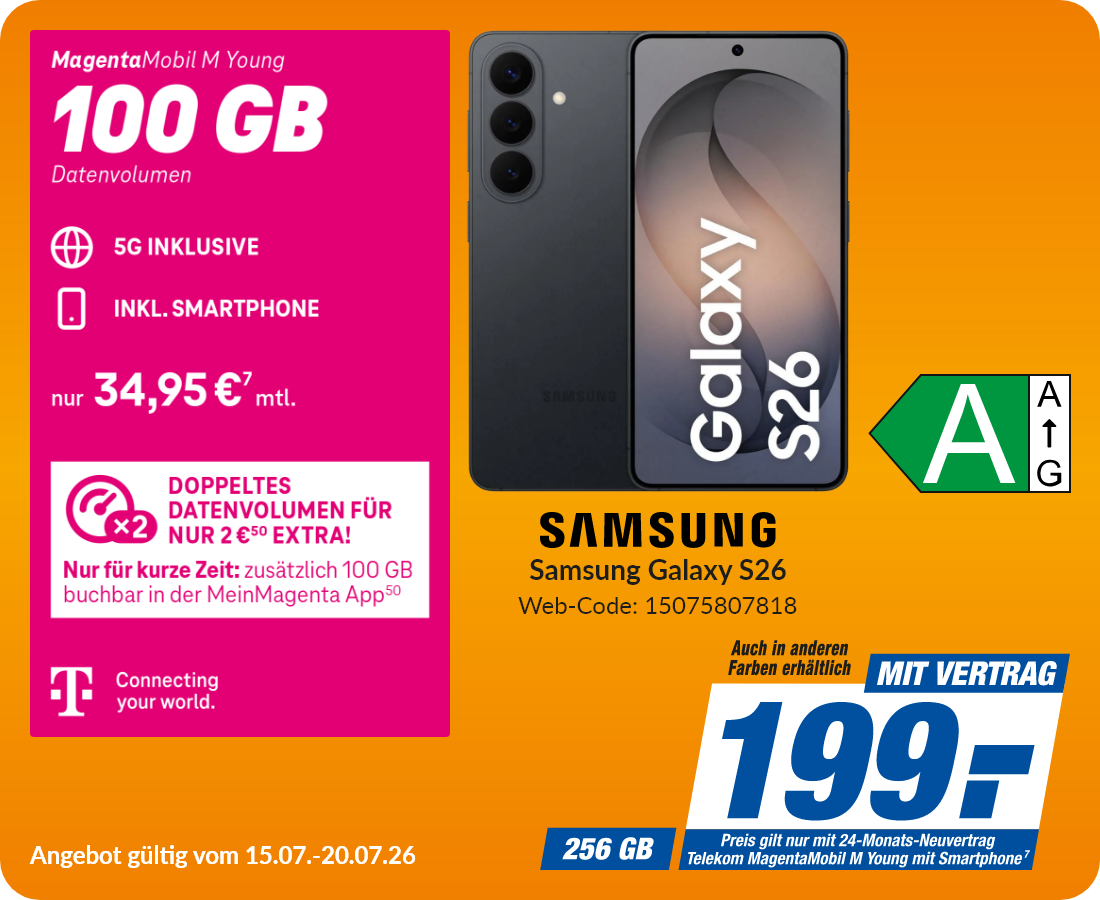 Samsung S26 mit Magenta Mobil M Young für 199€!