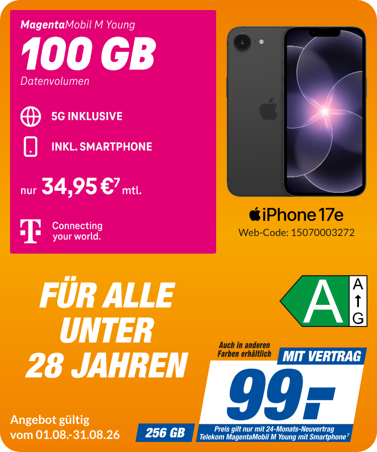 iPhone 17e mit Magenta Mobil M Young für 99€!