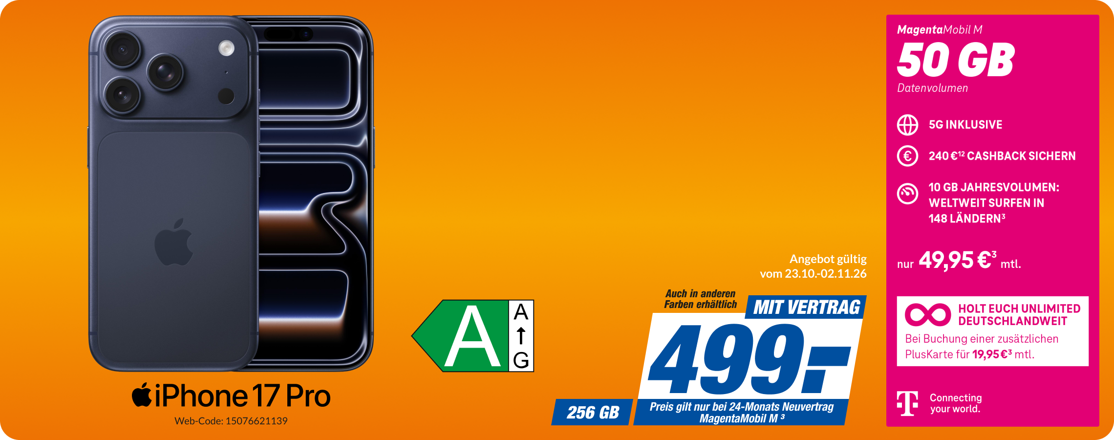 iPhone 17 Pro mit Magenta Mobil M für 499€!