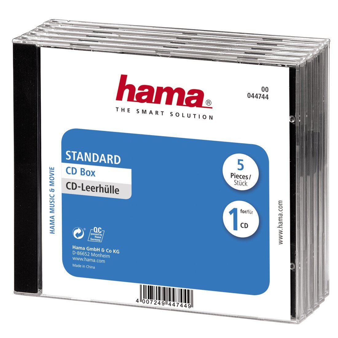 CD-Leerhülle Standard, 5er-Pack, Transparent/Schwarz (00044744)