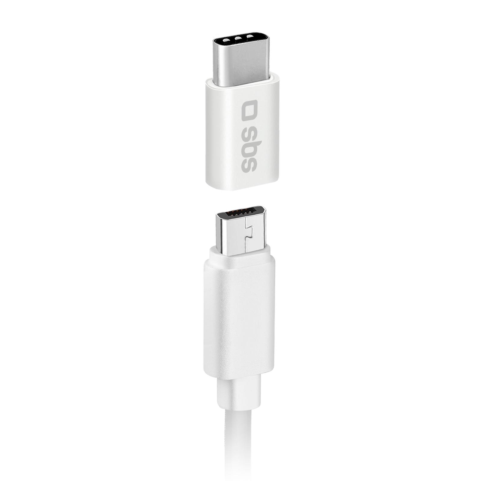 Micro-USB auf USB-C Adapter, Micro-USB weiblich zu Typ C männlich, Weiß