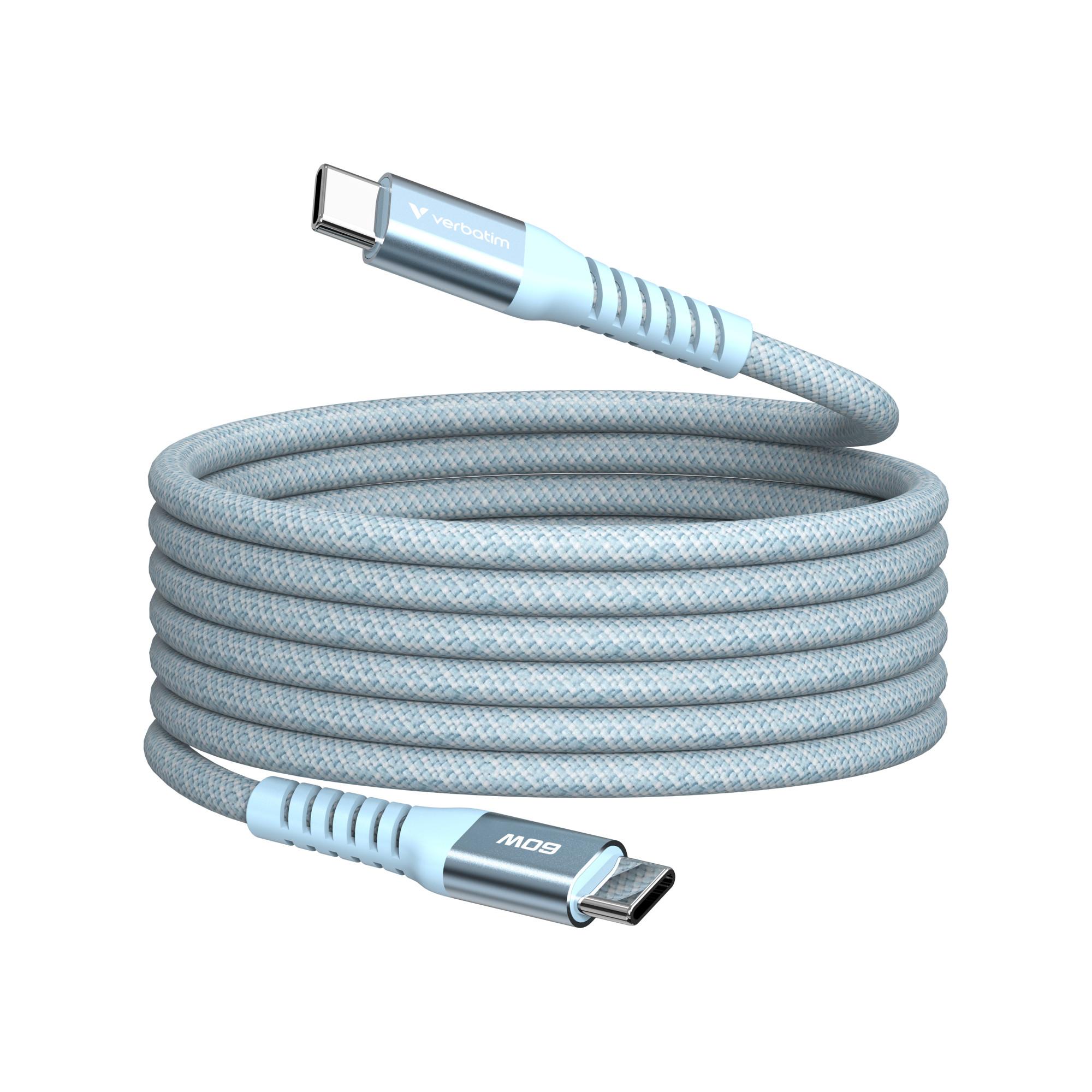 Sync & Charge Magnetkabel - 60W, USB-C auf USB-C, 1,2m, Blau