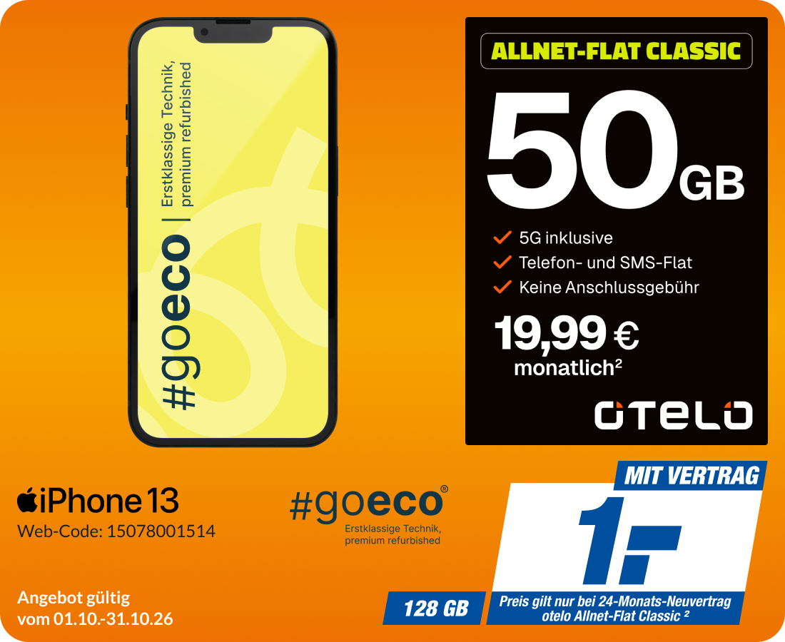 iPhone 13 mit Allnet Flat Classic für 1€!