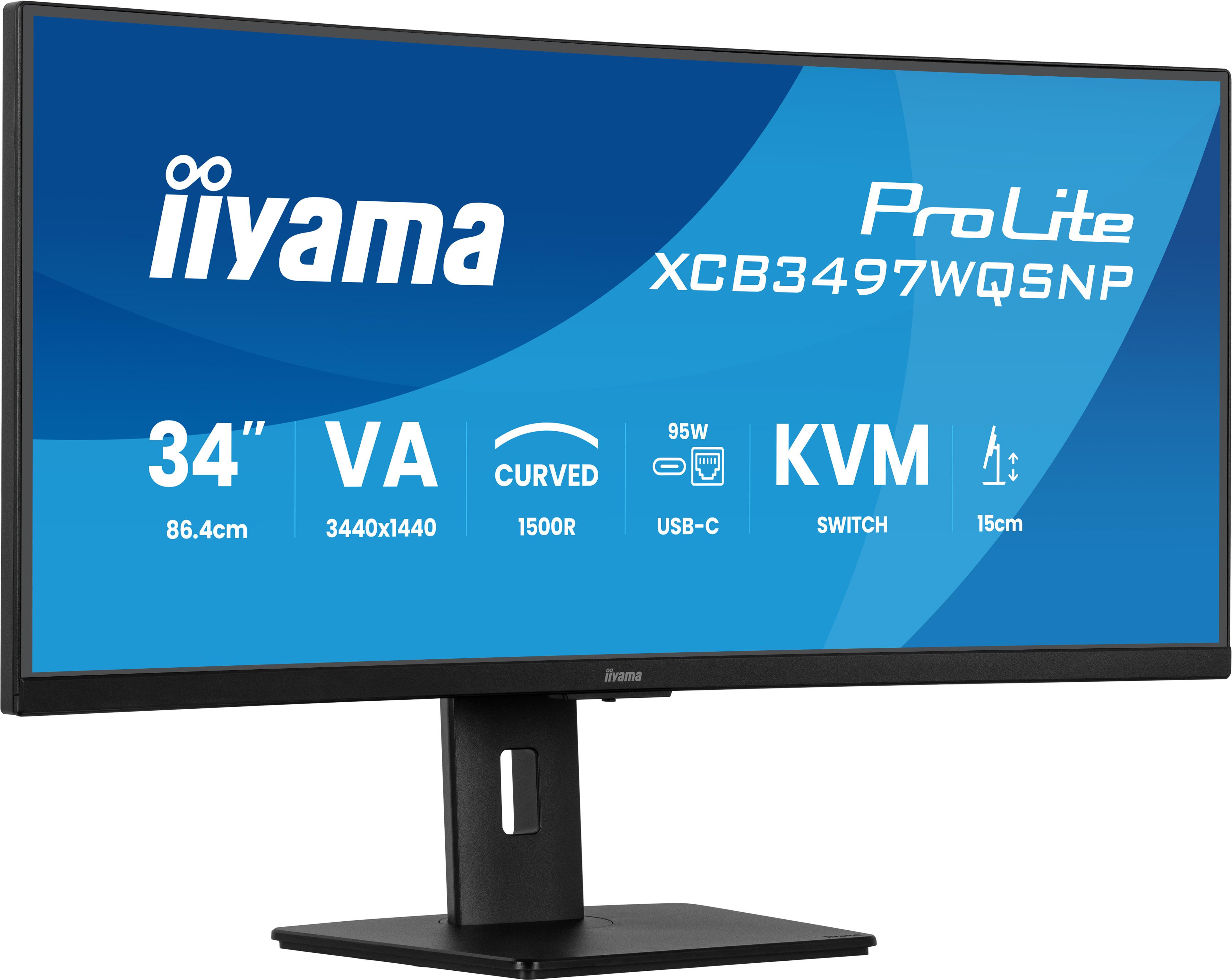 ProLite XCB3497WQSNP-B1, Schwarz, 34 Zoll, Curved, UltraWide Quad HD, VA, 120 Hz, 0,4ms Monitor