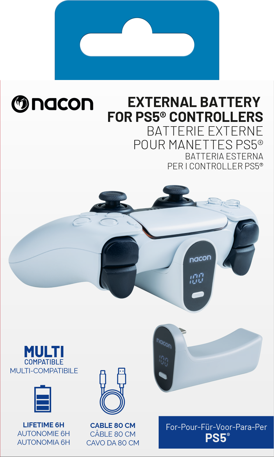 Externer Akku für PS5 Controller, Weiß