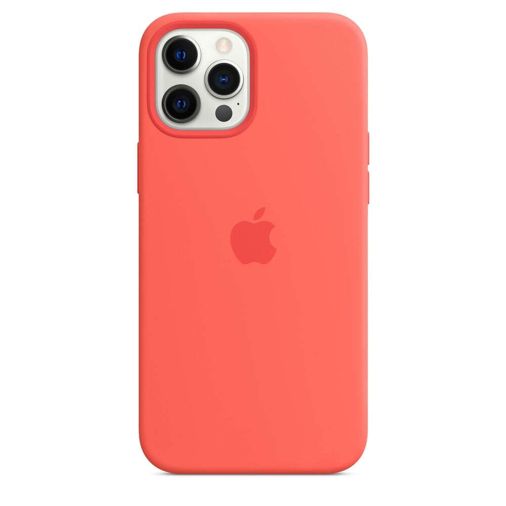 iPhone 12 Pro Max Silikon Case mit MagSafe - Zitruspink Handyhülle