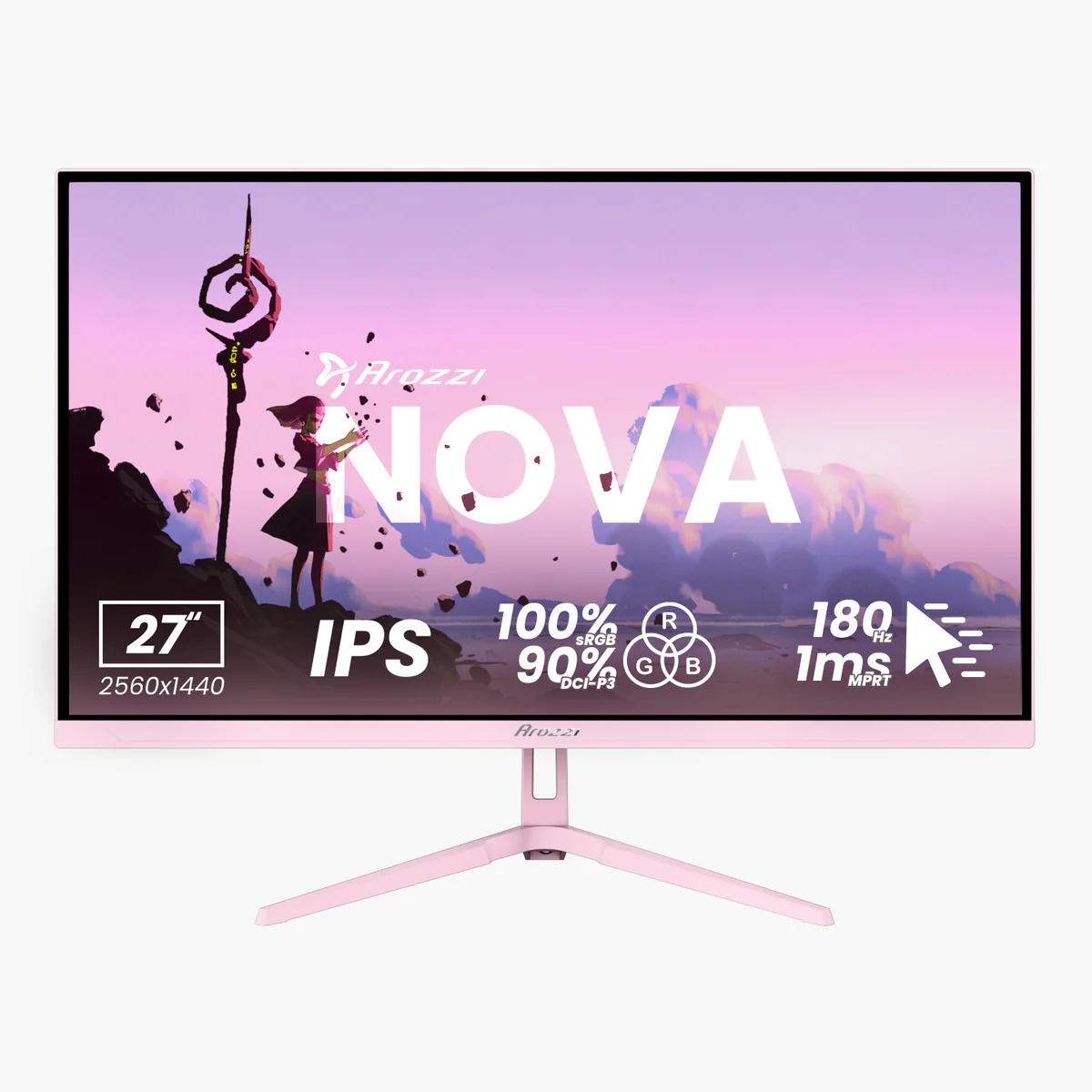 Nova, Pink, 27 Zoll, QHD, IPS, 180 Hz, 1 ms Gaming-Monitor