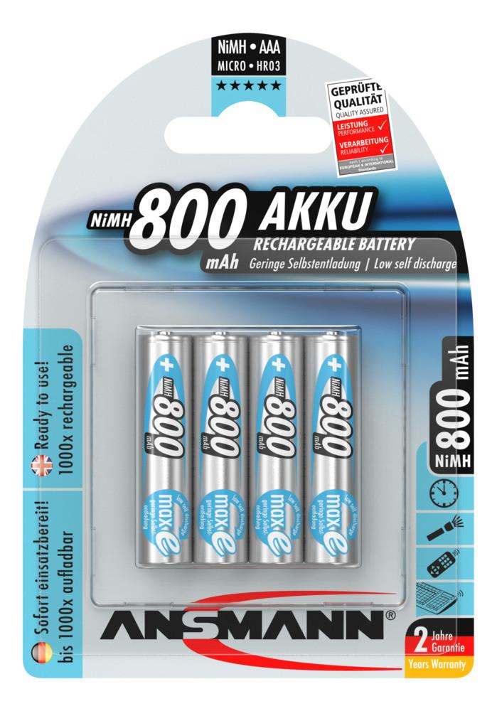 NiMH Akku Micro AAA 800 mAh maxE 4er Blister Akku