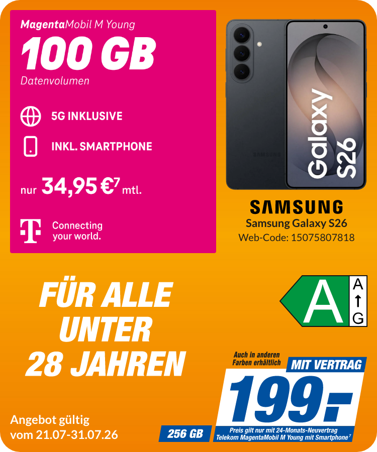 Samsung S26 mit Magenta Mobil M Young für 199€!