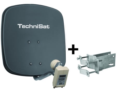 DigitalSat-Antenne DigiDish 45 Universal-Twin-LNB inkl. An-Rohr-Fitting schiefergrau