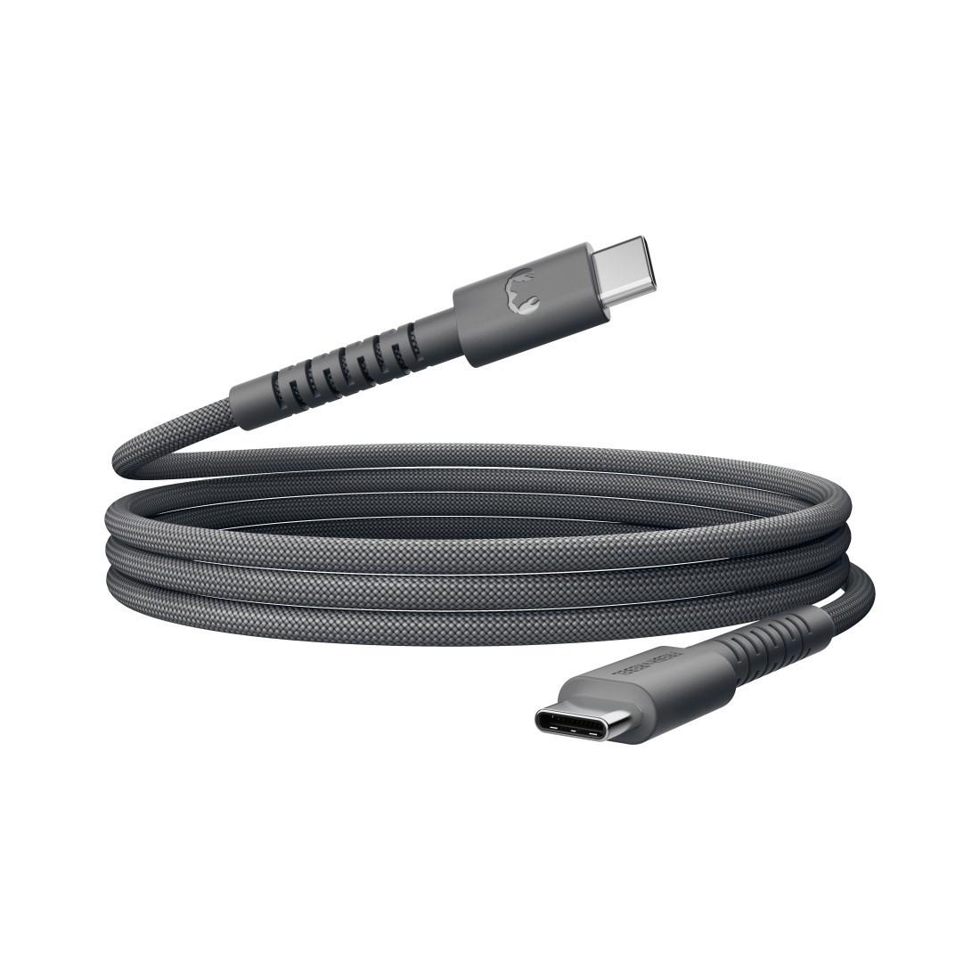 USB-C zu USB-C silicon geflochtenes Kabel "FlexWave" 70cm, Storm Grey (00231894)