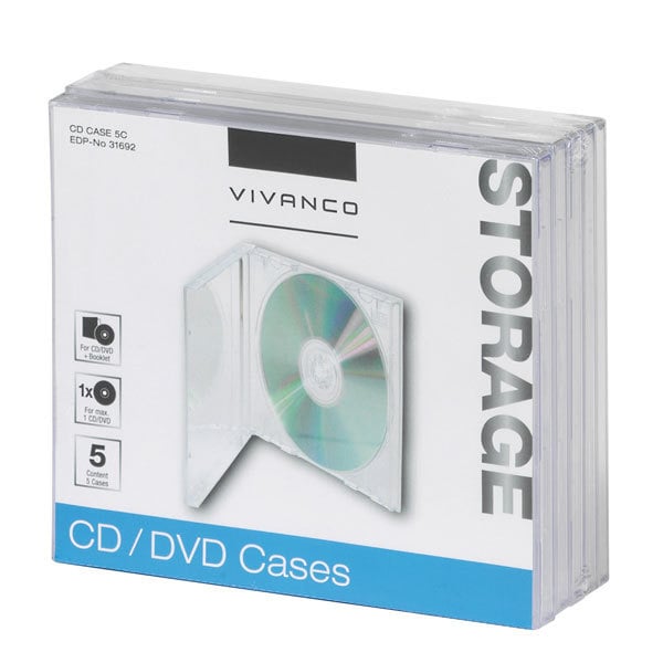 CD/DVD Jewel Case, 5er Pack (31692)