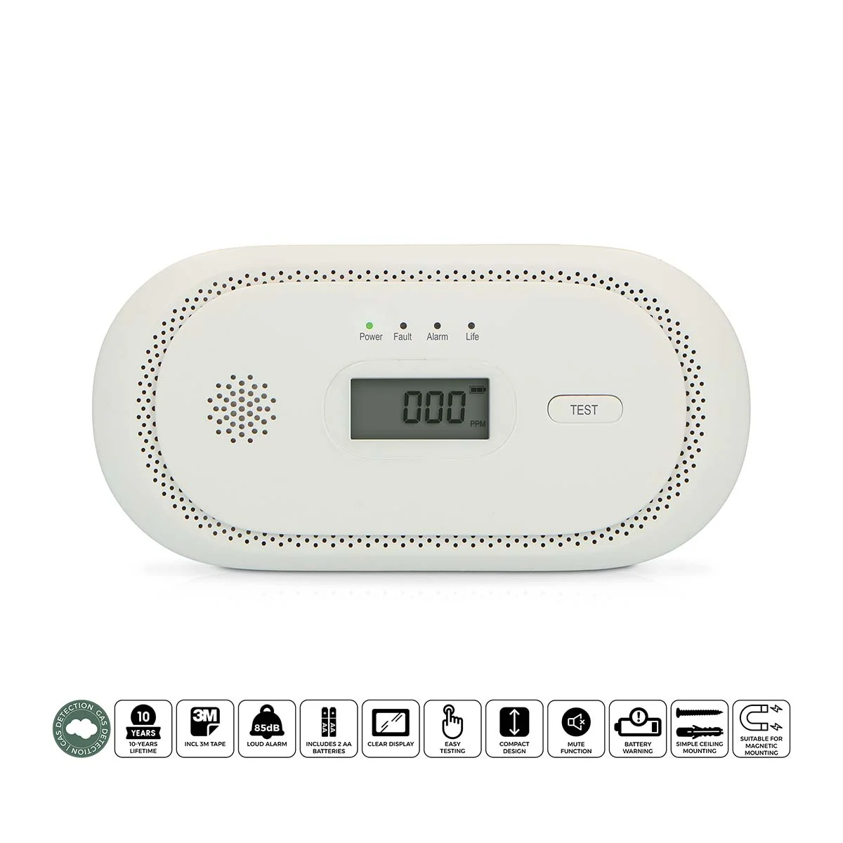 COA2650 Kohlenmonoxidalarm mit 10 Jahren Sensorlaufzeit und Display