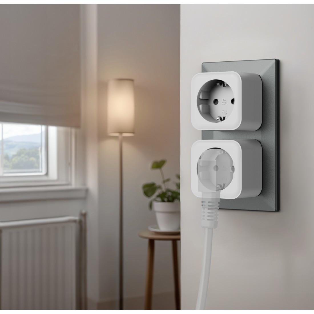 Smarte WLAN-Steckdose, Matter, Set 2x f. innen + 1x f. außen IP 44 (00176657)