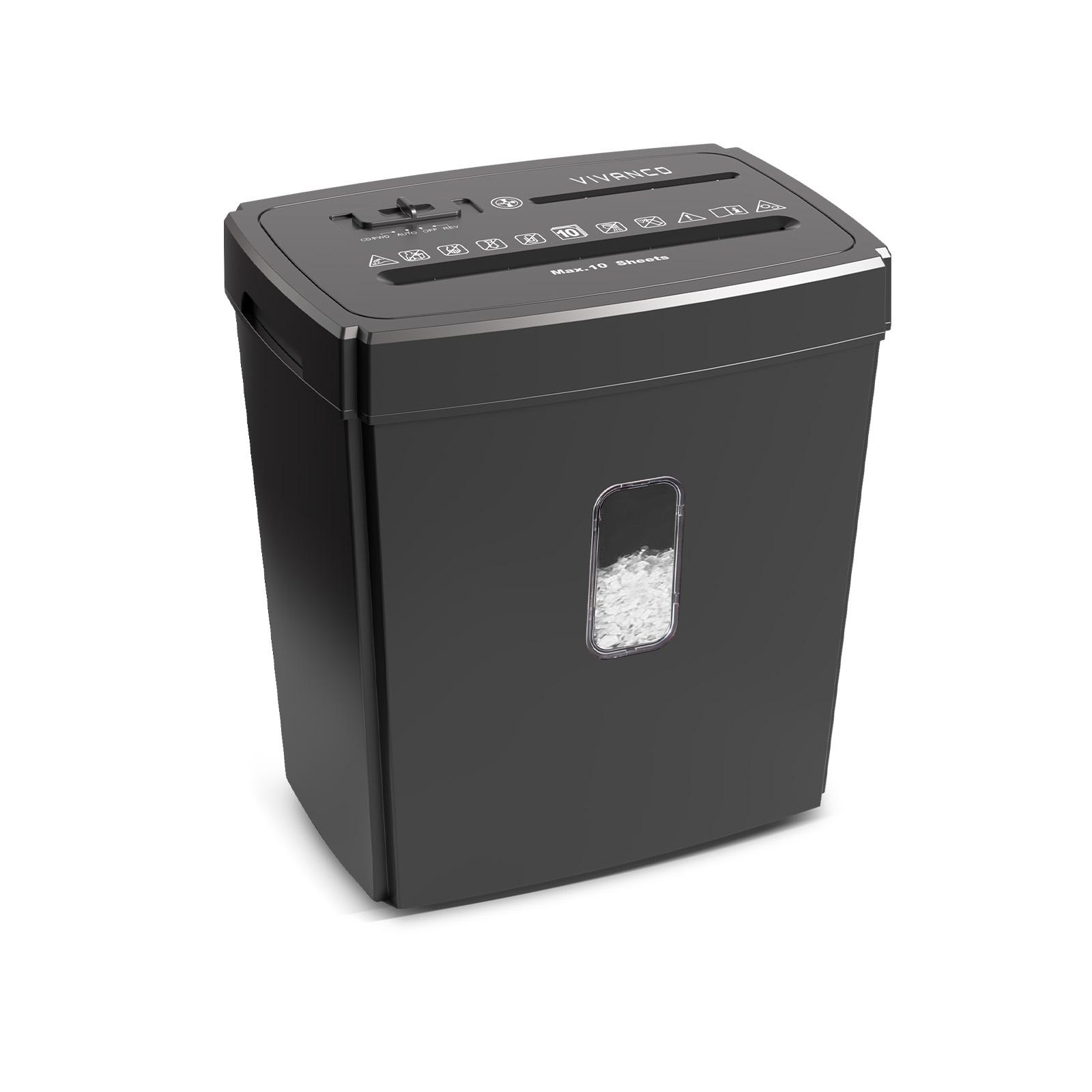 Aktenvernichter für Papier, Kreditkarten und CDs, bis zu 10 Blätter mit Partikelschnitt 4 x 35 mm und 15-L-Behälter