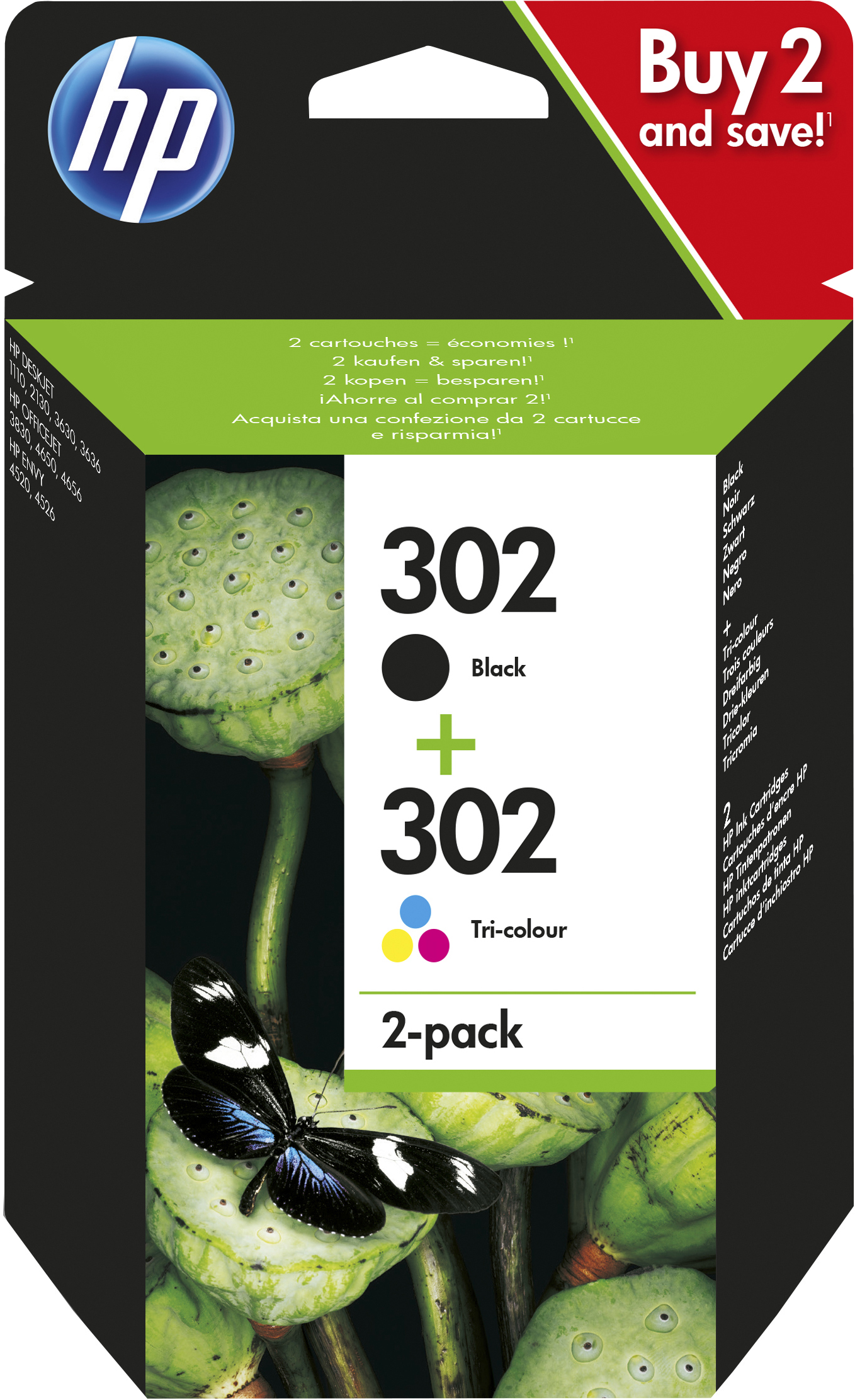 302 2er-Pack schwarz/cyan/magenta/gelb Druckerpatrone