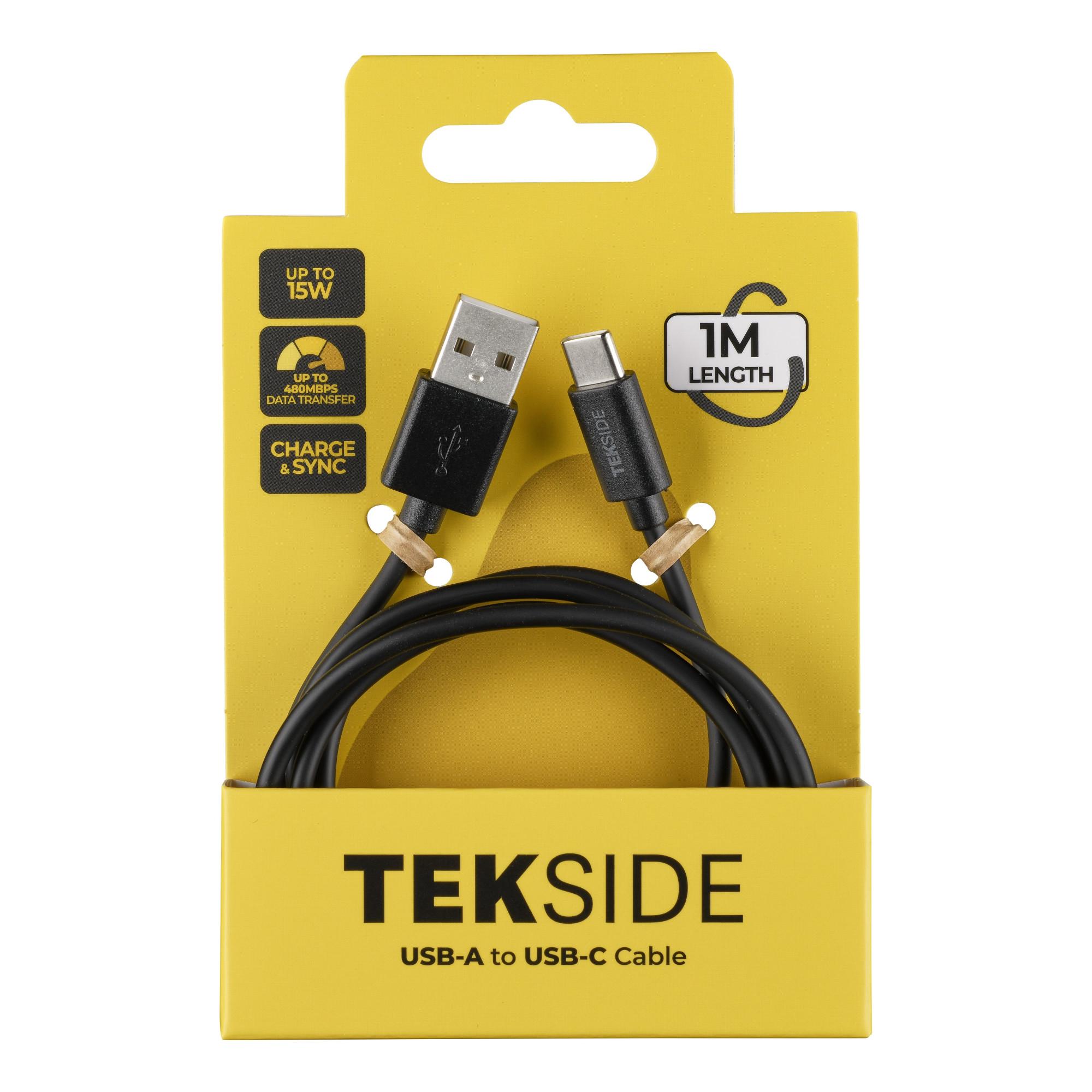 TEKSIDE Data Cable 1m USB-A/ Typ-C Black (61501)