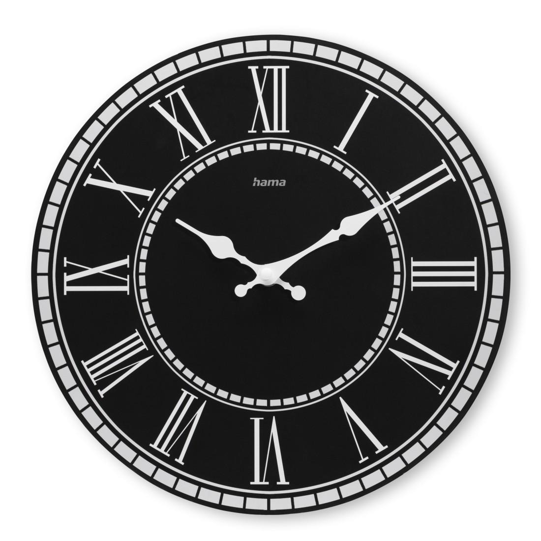 Wanduhr "Rab", Quarzuhr, ohne Ticken, MDF, Vintage, Ø 30 cm, Schwarz (00185888)