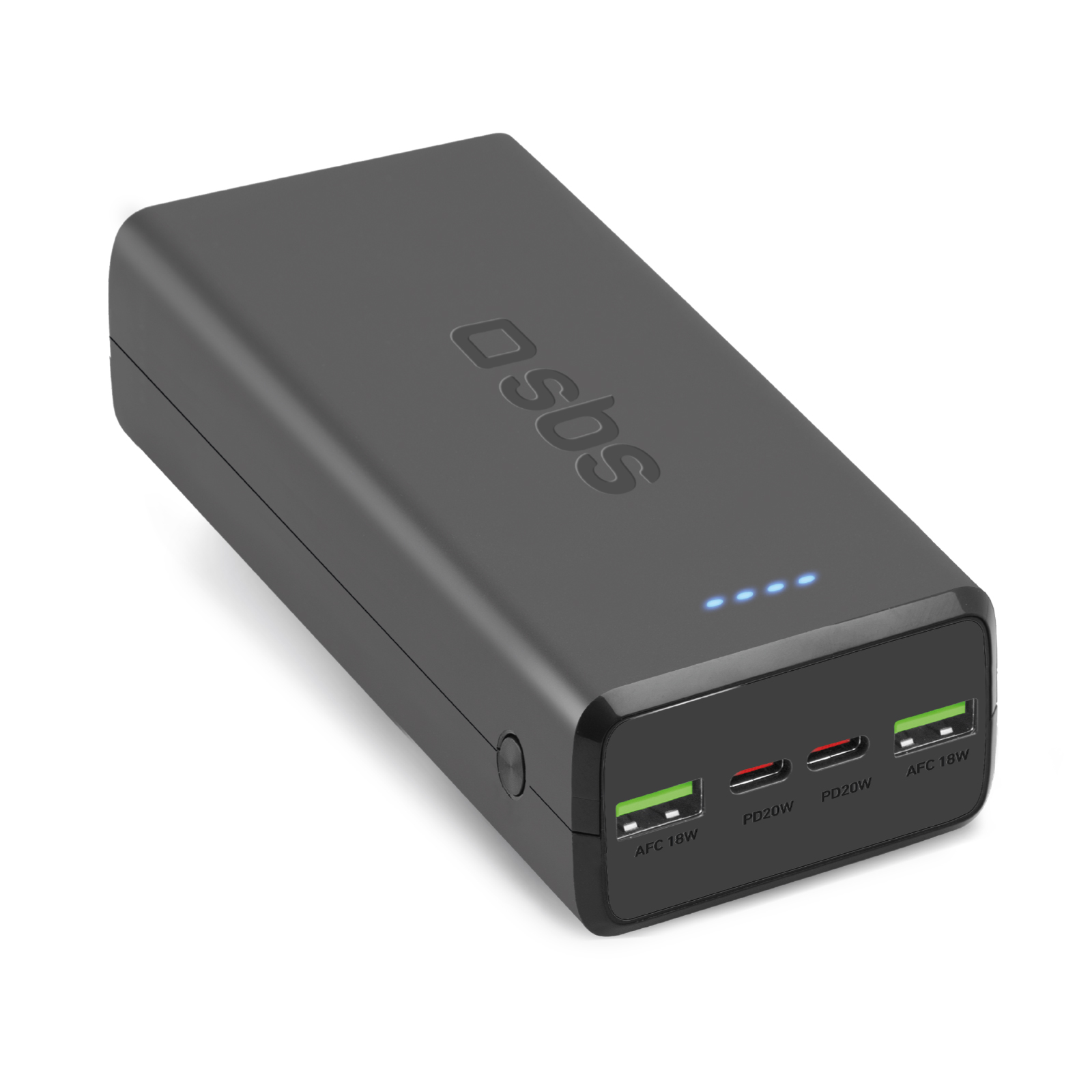 30.000 mAh-Powerbank mit 2 USB-C und 2 USB-A Anschlüssen Schwarz