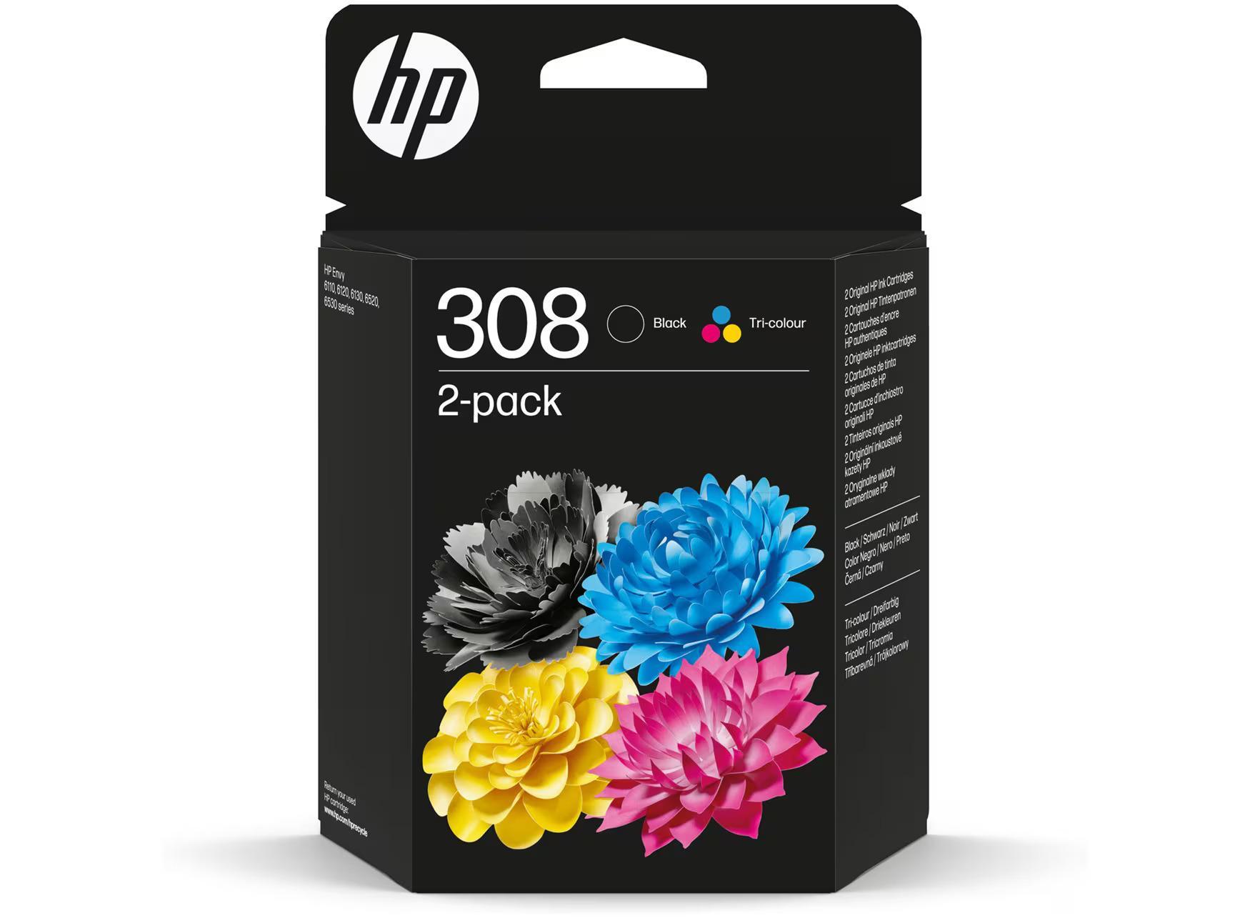 308 2er-Pack Schwarz/Cyan/Magenta/Gelb Original Druckerpatronen-Kombipackung